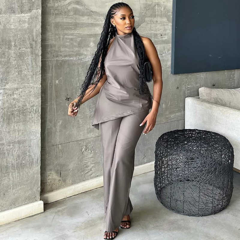 Women's summer new minimalist pullover top and pants two-piece set 250315
