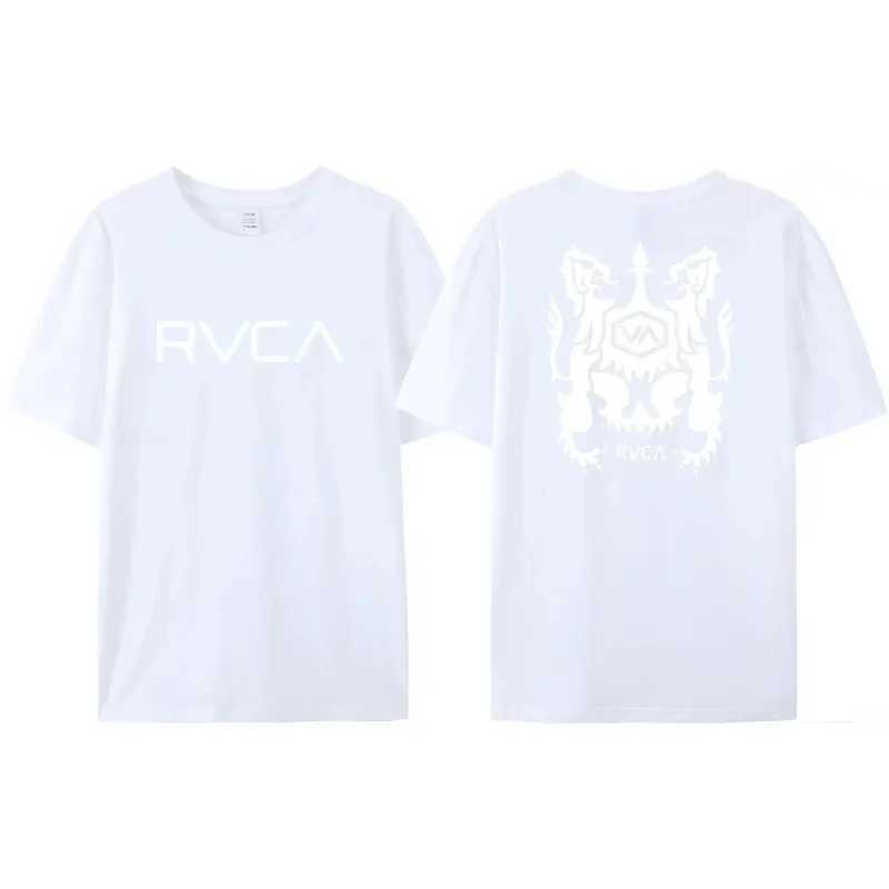 RVCA Mens Black T-shirt Womens Summer Cotton T-shirt Ultra fine Short Sleeve Fashion Design Brand T-shirt Top Street ClothingT250318