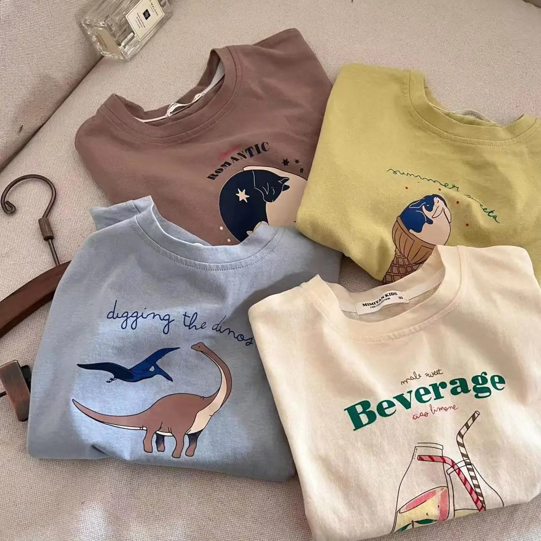 Child Pure Cotton Short Sleeve Tops Cartoon Print Pullover Shirt Kids Summer Fashion Casual Sports Loose Crew Neck Tees 250319