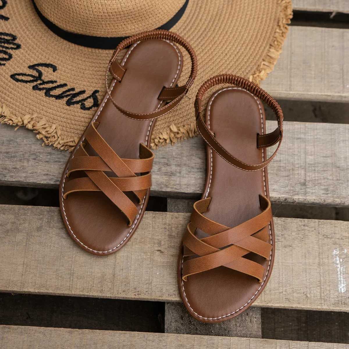 New Arrival Chic Spring Essential Womens lightweight flat sandals with a simple elastic band perfect for all day comfort and fashion T250318