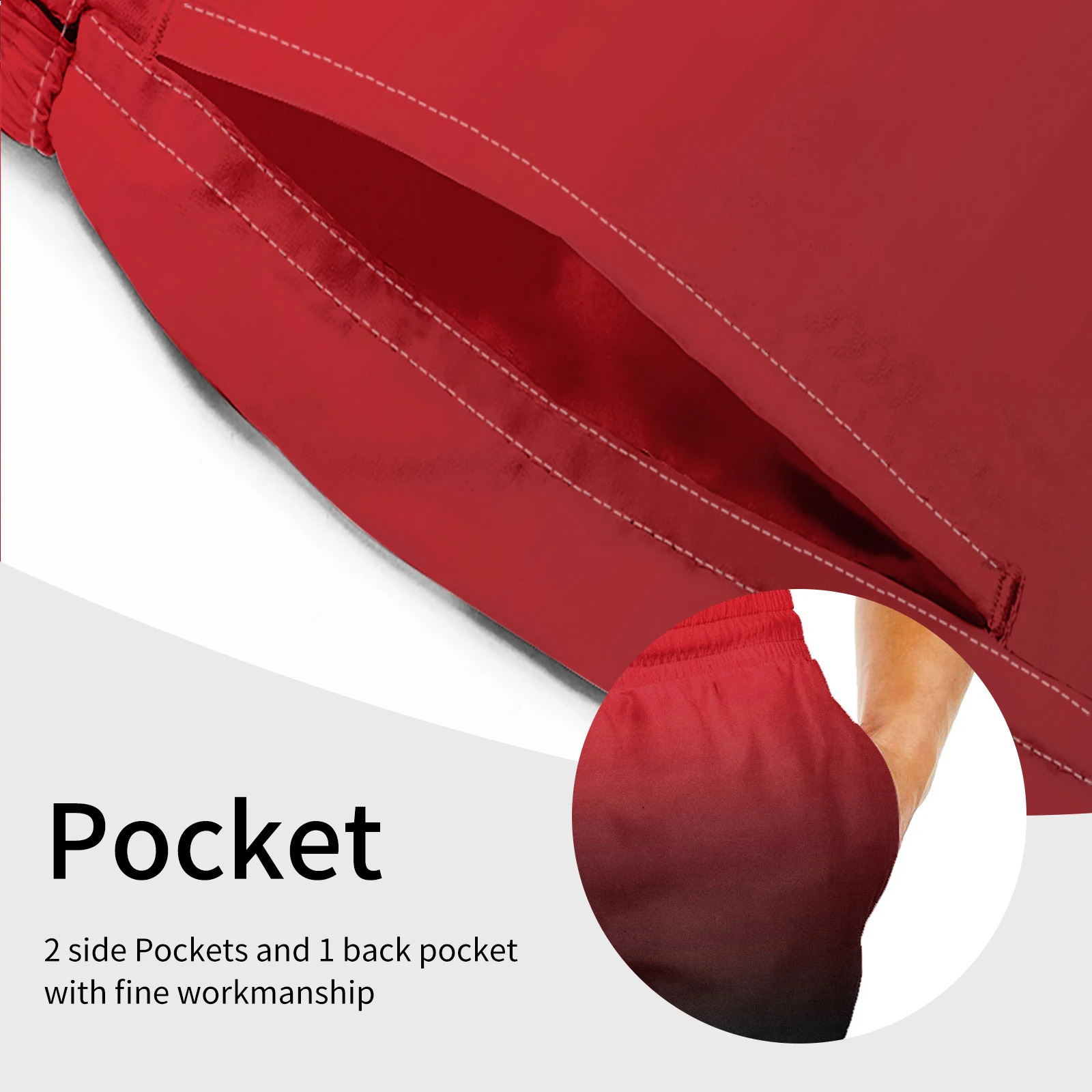 Clilsmap mens swim trunks quick drying board shorts with pockets red breathable suitable for Hawaiian beach swimsuit 250319