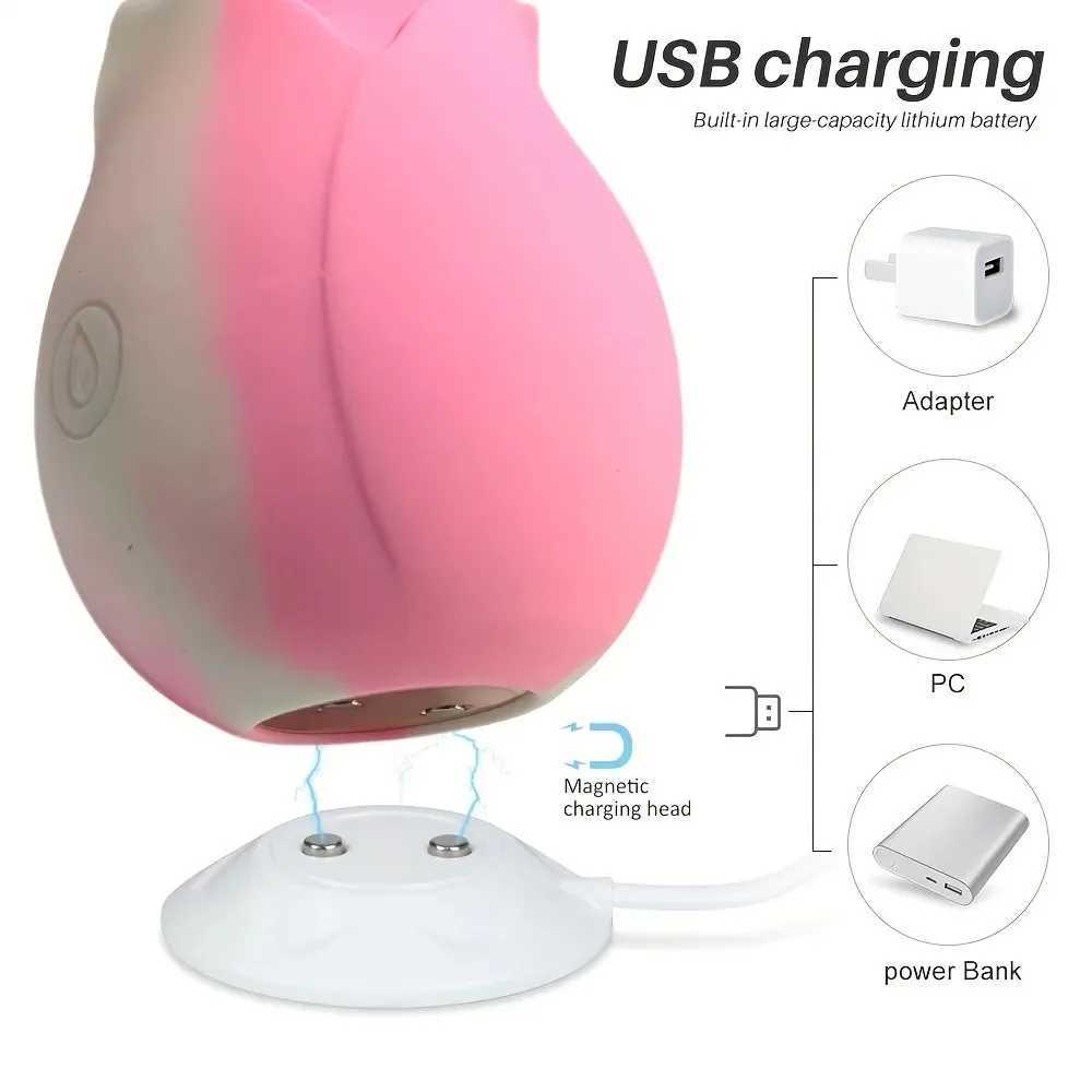Gradient Rose Breast Suction Vibrator Nipples Clitoris Vacuum Suction Cup Stimulator Female Sex Toys Adult Products Vibrator W250319
