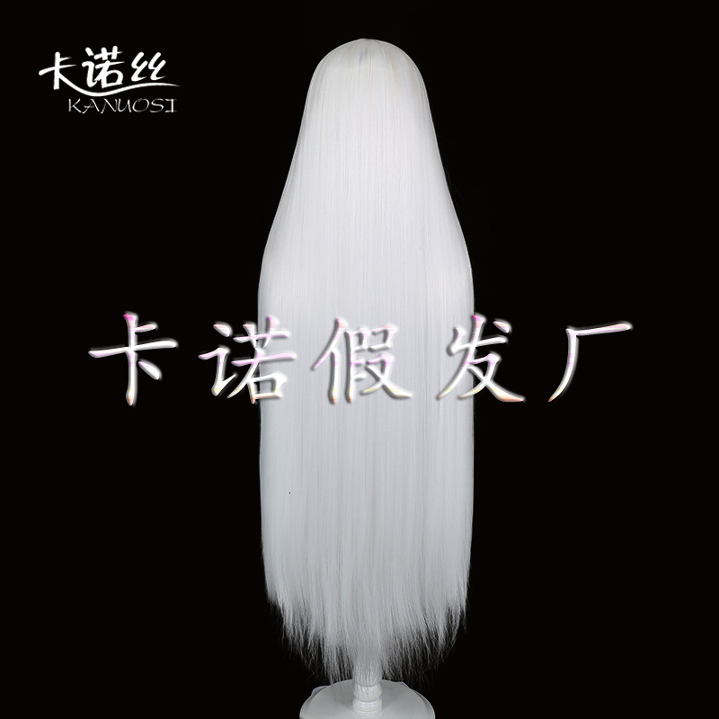 Kano Cosplay Versatile Medium Split Scalp Black Long Straight Hair 100Cm Anime Wig