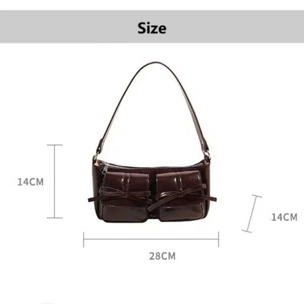 Womens Handbag Bow Underarm Bag PU Leather Large Capacity Crossbody Bags Double Pockets Armpit Bag Wen Y250318
