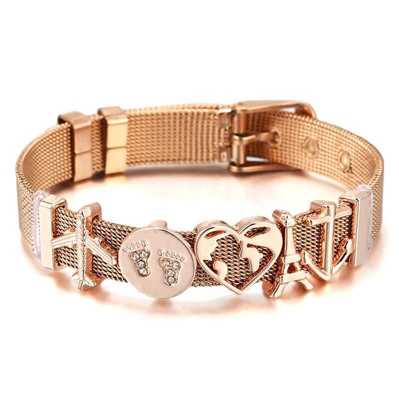 Hot Sale 10mm Aircraft Tower Beads Charm Bracelets DIY Stainless Steel Mesh Keeper Bracelets Mujer For Women Men Jewelry Gift