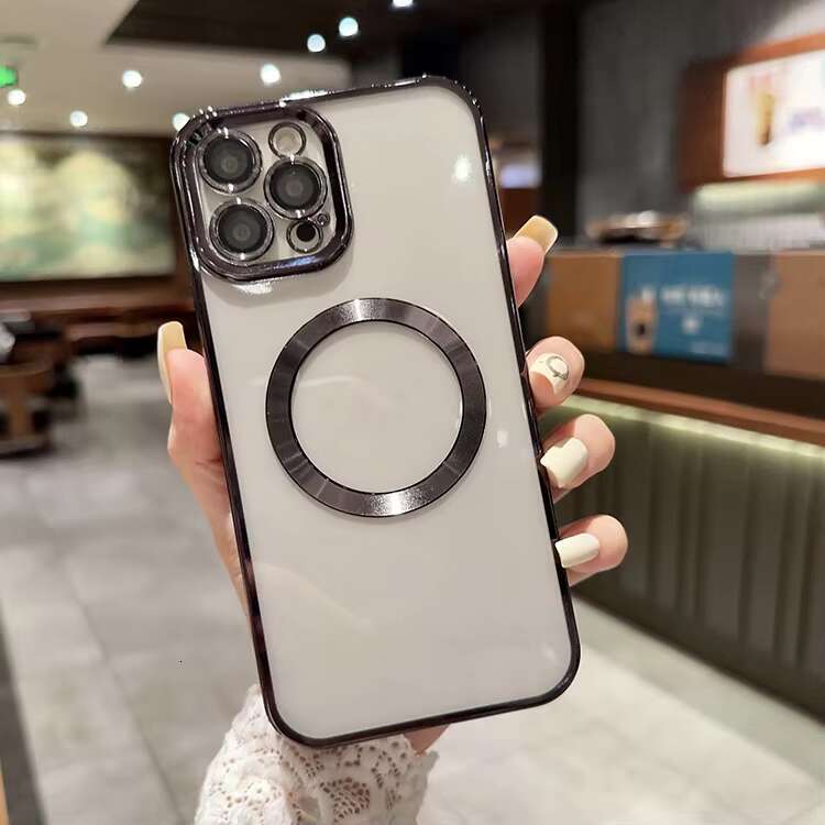 Transparent Phone Case for iPhone 15 14 13 12 11 Pro Max With Lens Protector Magnetic Wireless Charging Cover
