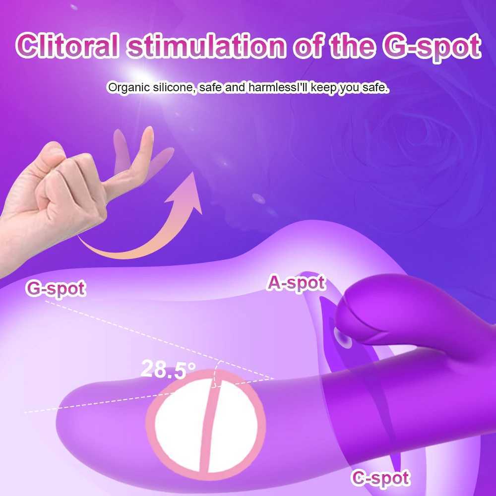 Rabbit Thrusting Vibrator Female G Spot Clitoris Vagin Stimulator Dildo AV Magic Wand Dual Vibrating Massager Sex Toys for Adult W250319