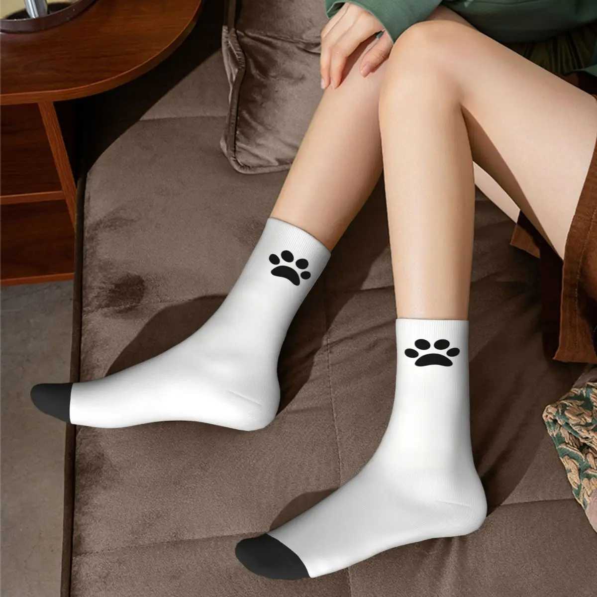 Paw Print Pattern Black Pawprint Mens and Womens Socks Bicycle Novel Spring/Summer Autumn Winter Stocking Gift X250319