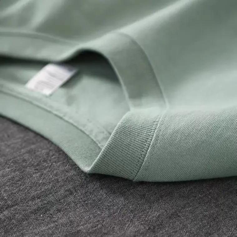 Men Women Green T-shirt 280g Cotton Short-sleeved Top Korean T-shirt Green Thick Cotton Half-sleeve Unisex T Shirt 250319