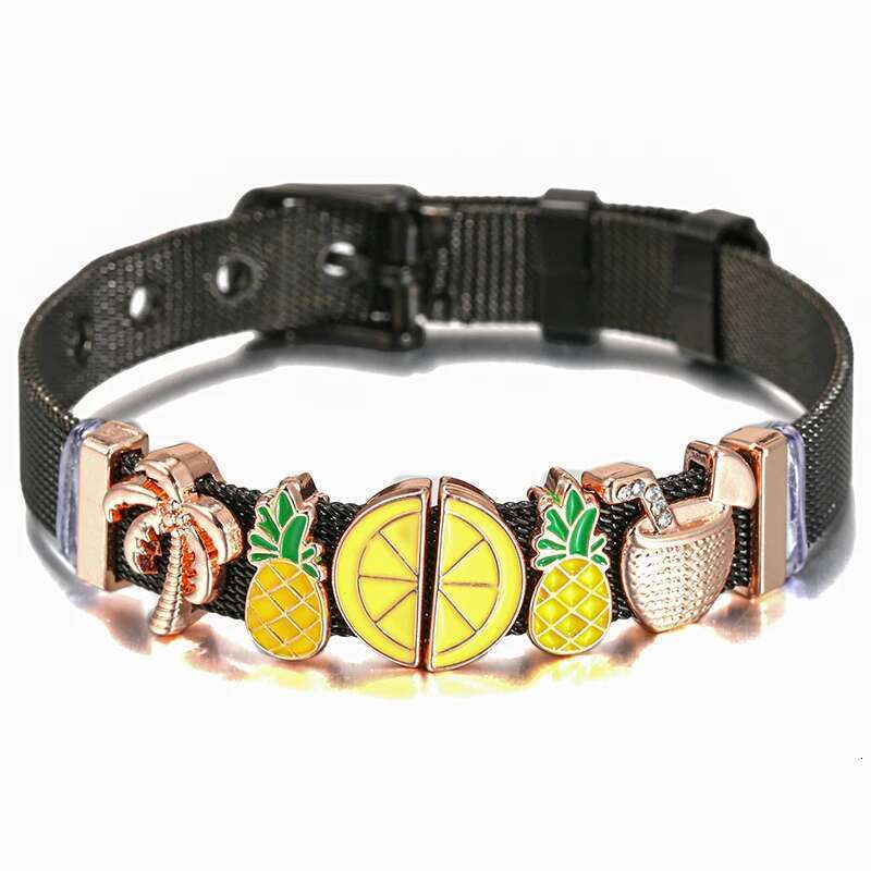 10mm Black Color Unicorn Rainbow Beads Charm Bracelets DIY Mesh Keeper Bracelet Bangle Pulseras Mujer For Women Men Jewelry Gift