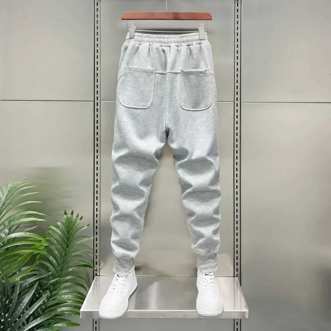 Autumn Mens orange Joggers Korean High Street Sports Trousers Cotton 9-Minute Sweatpants Fashionable Mens Clothing 2024 X250319