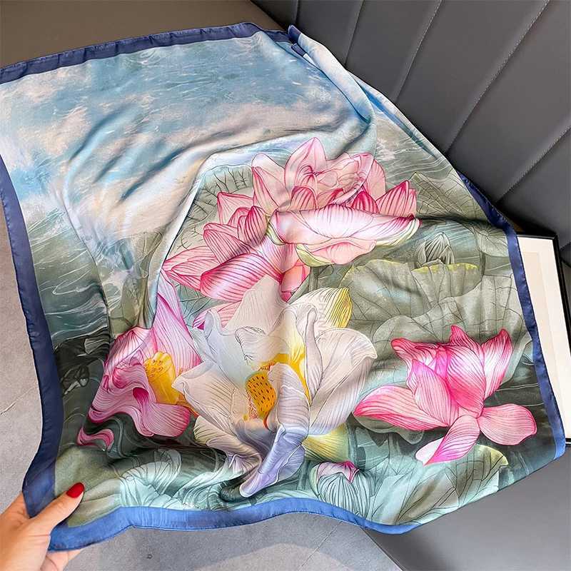 Fashion printed 90CM silk square scarf suitable for design bands Bandana Fem Neckerchief headscarf shawl packaging Foard Echape X250319