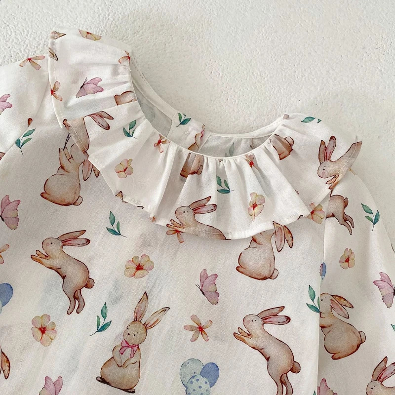 baby clothing for autumn suitable girls fashionable and versatile rabbit print top 250319