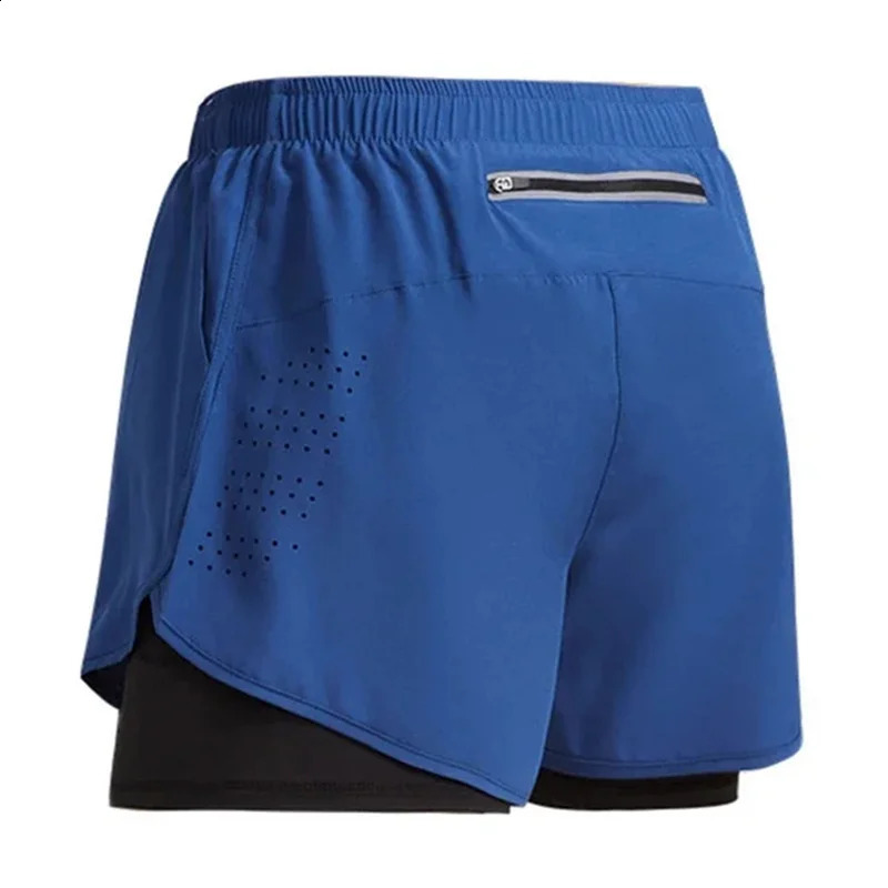 Mens running shorts quick drying fitness breathable doublelayer mens gym training summer beach sports pants 250319
