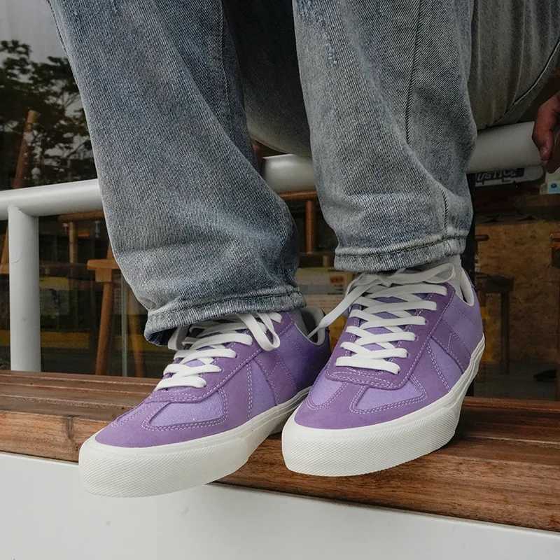 Jewelry Purple Soft Cfortable Man Sneakers For Skateboarding Two-Te Shoelace Suede Canvas Fi Skate Shoes Y250318