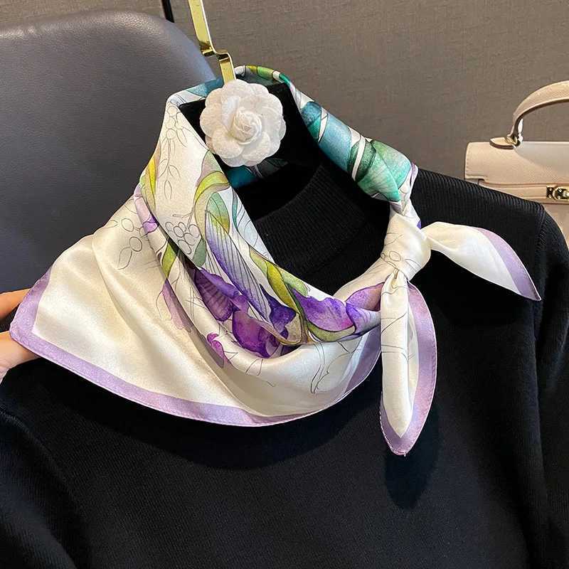 Luxury Br00% Silk Satin Scarf Wenshou Long Bag Scarf Fem Square Shoulder Strap Womens Small Neck Scarf 2024 X250319