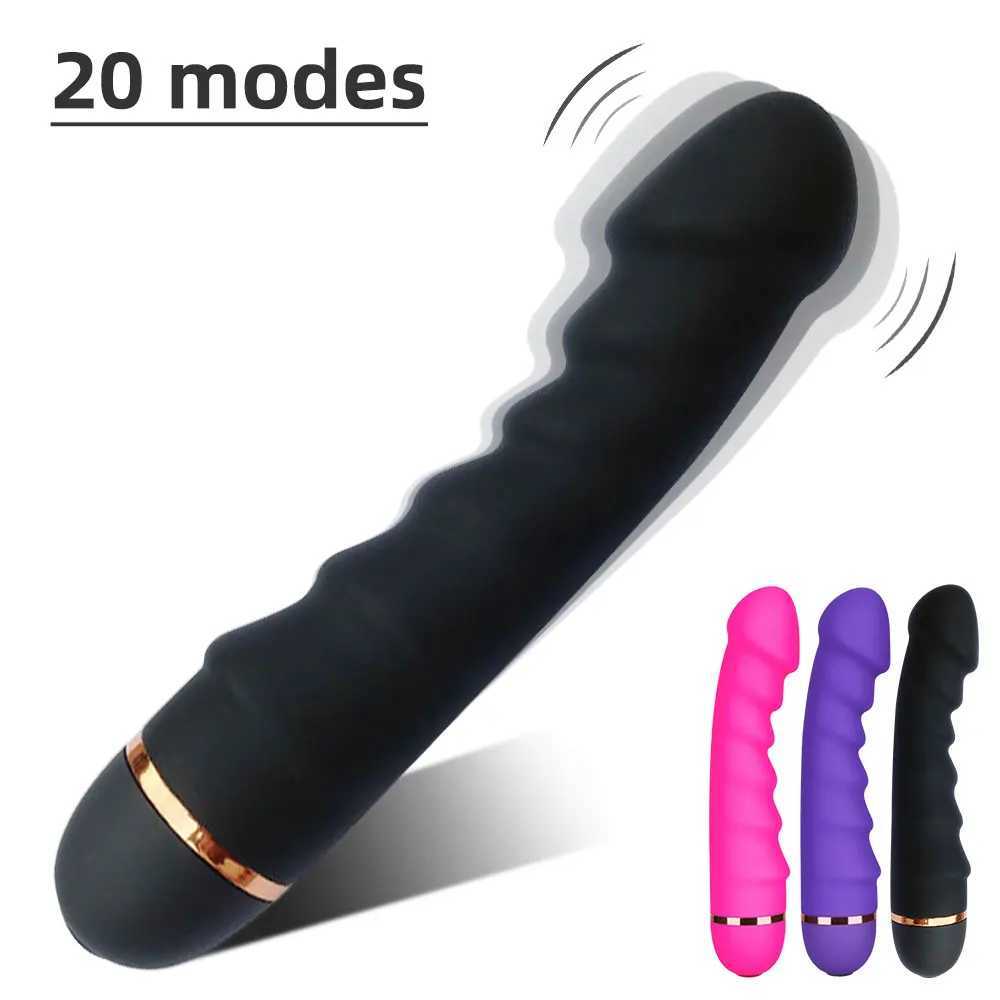 20 vibration modes soft silicone dildo realistic penis powerful motor G-Spot clitoral stimulator female masturbator adult sex toy W250319