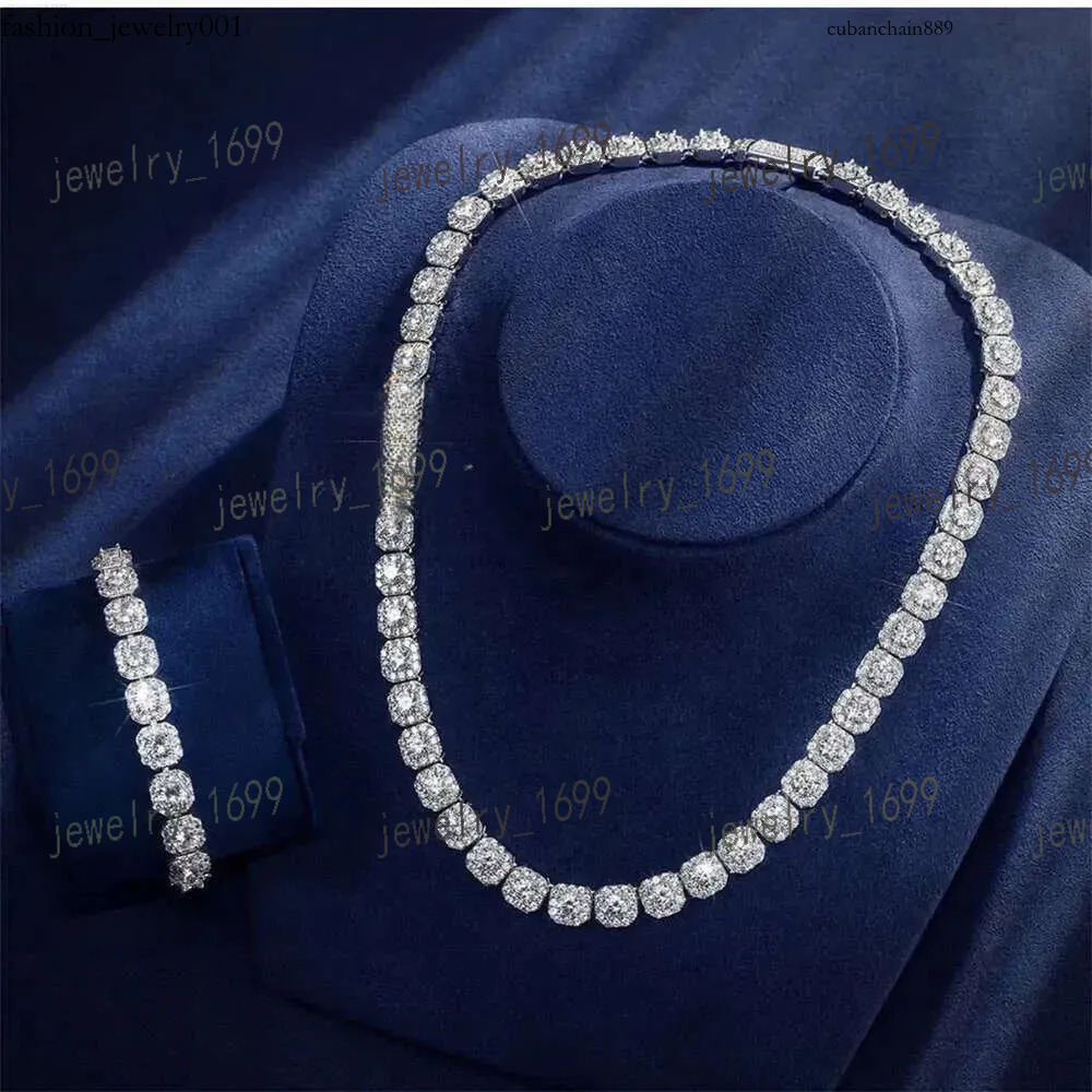 Fire Jewelry 6mm 10mm Sterg Sier d Color Vvs Moissanite Dia Cluster Tennis Chain Necklace for Men Women