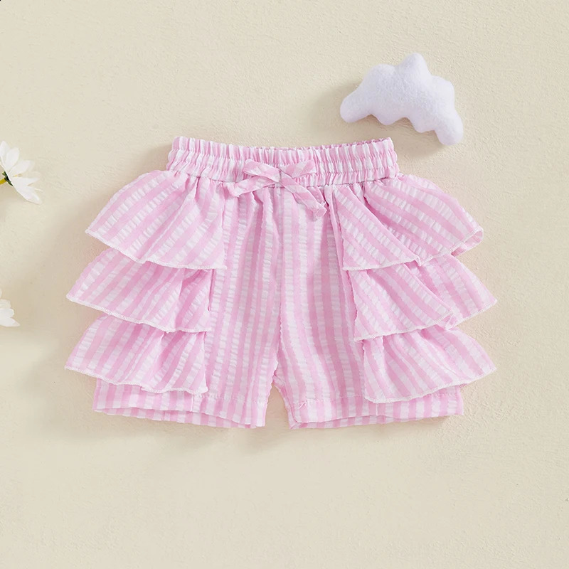 Girls Floral Print Ruffle Shorts with Elastic Waistband and Bow Detail - Stylish Wide Leg Loose Shorts for Summer Streetwear 250319