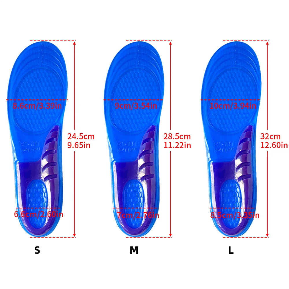 Silicone Gel Insoles For Shoes Soft Shock Absorption Sport Shoes Sole Anti-slip Template For Man Women Foot Care Inserts 250319
