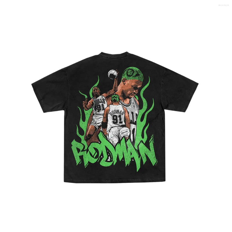 Men's T Shirts American Crew Neck Cotton Oversized Basketball Retro Hip-hop T-shirt For Men And Women High Quality Loose Short Sleeves