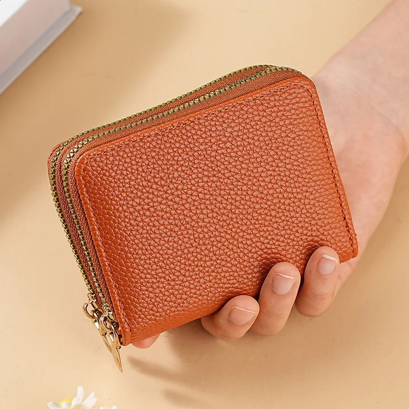 Stylish Womens Card Holder Wallet Double Layer Zipper Multi-Function Compact for Cards Cash Small Portable Organizer 250318
