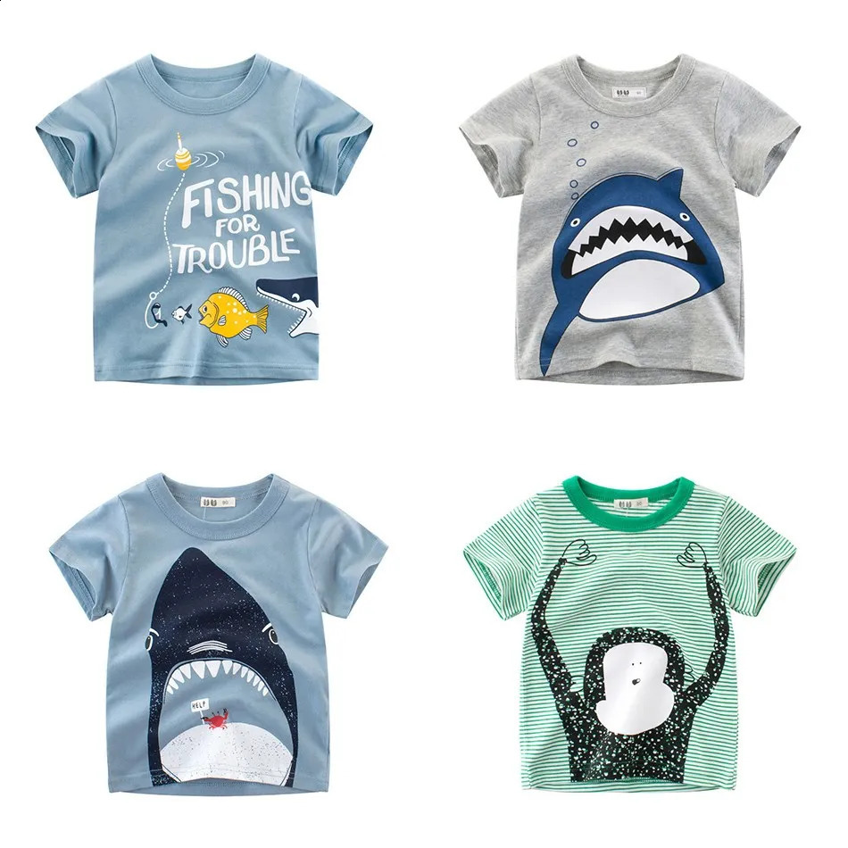 Children Tshirts Kids Bear Monkey Clothes Baby Casual 2-8 Years Tops Boys Girls Summer Short Sleeve T Shirt Comfort Cotton Tees 250319