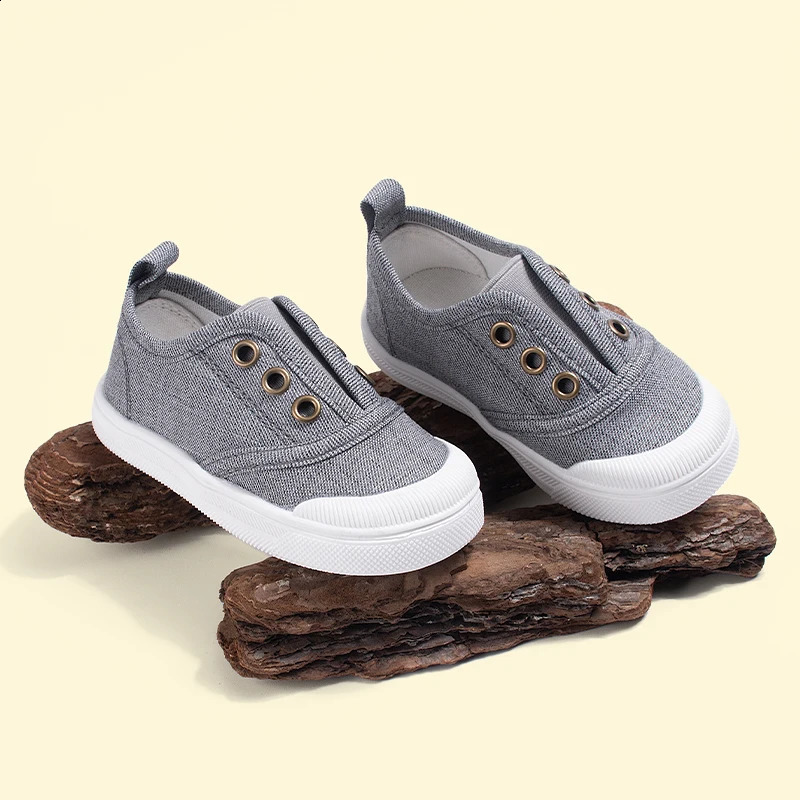 EDUBA 2025 Spring Elastic Slip-On Canvas ShoesBoys Girls Casual Shoes with Eyelets Lightweight Cold Adhesive Kids Shoes EW5S80 250319