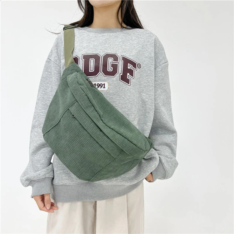Fashion Corduroy Waist Bag Casual Lady Waist packs Phone Pack Large capacity Unisex Crossbody Chest Bags Street Hip hop Belt Bag 250314