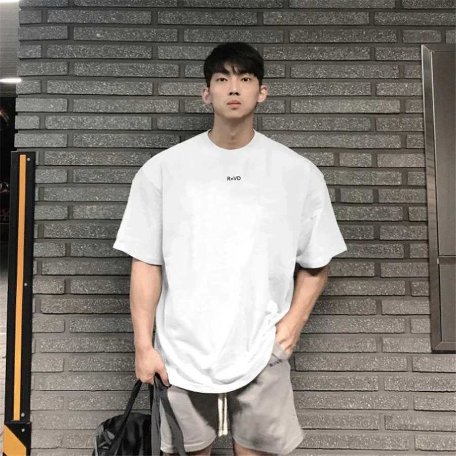 Hip Hop Oversize s-7XL Mens Loose Fitness T-shirt Fashion Fitness Running T-shirt Summer Fitness Short Sleeve Cotton Casual T-shirtT250318