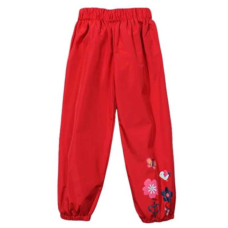 Little Girls Waterproof Rain Long Pants For Kids Baby Fashionable Candy Color Flower Pattern Trousers Casual Elastic Waist PantsT250318