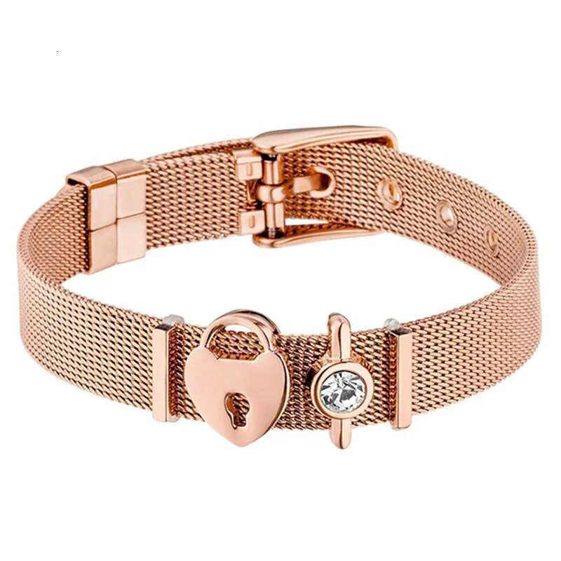 High Quality Stainless Steel Mesh Bracelets Bangles Heart Keeper Charms Bracelet for European Woman Men Gifts Wholesale