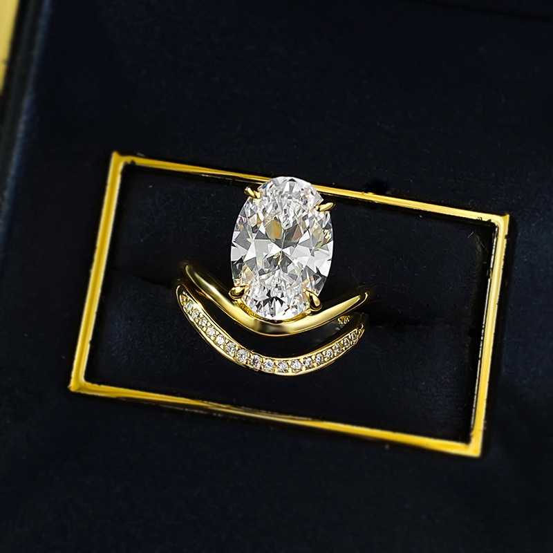 2025 Choucong Brand Top Sell Wedding Rings Elegant Deluxe Jewelry Real 100% 925 Sterling Silver 18K Gold Oval Cut White Moissanite Diamond Women Coupl