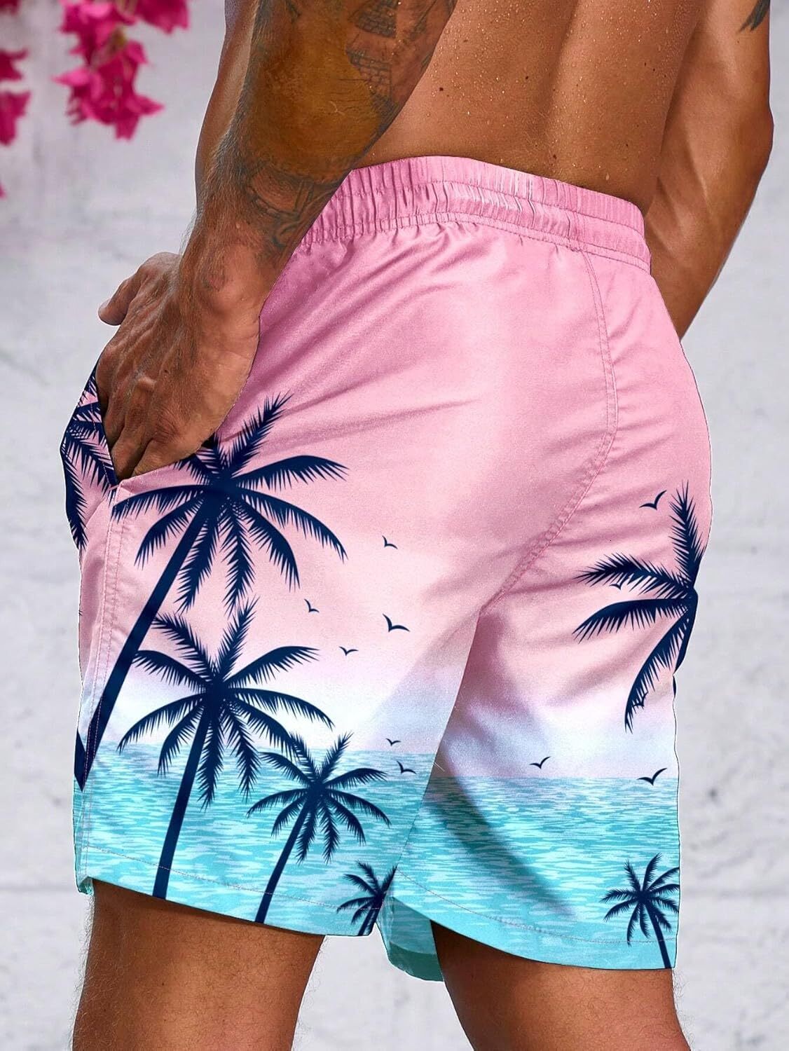 Mens Swim Trunks Stretch Men's Bathing Suit Swimming Trunks for Men Beach Shorts Print Swim Shorts Fashionable beach pants