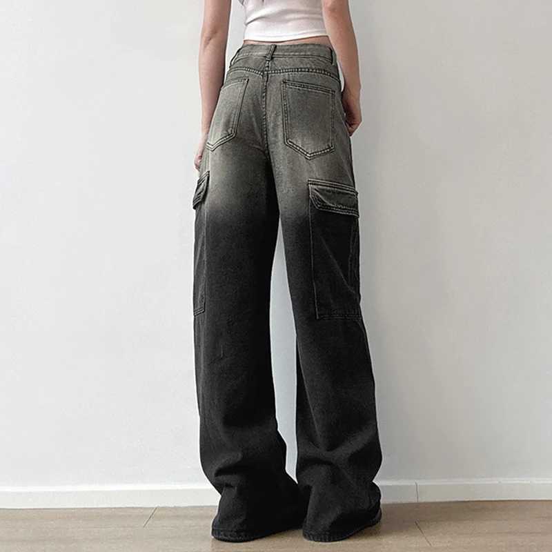 HEYounMIRL Harajuku Street Clothing Luggage Jeans High Waist Slow Speed Suitable for Casual Fashion Y2K Super Large Jeans Korean Spring SetT250319