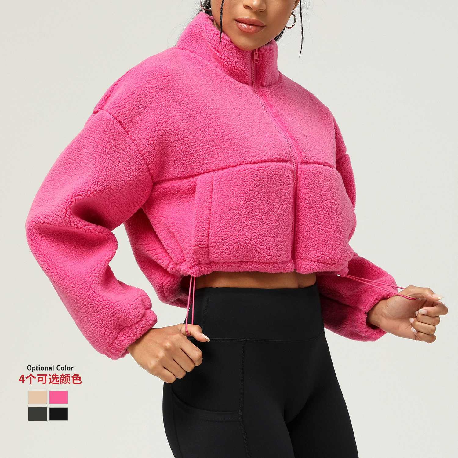 New lamb wool sports leisure autumn and winter thick plush short top jacket, outdoor running jacket