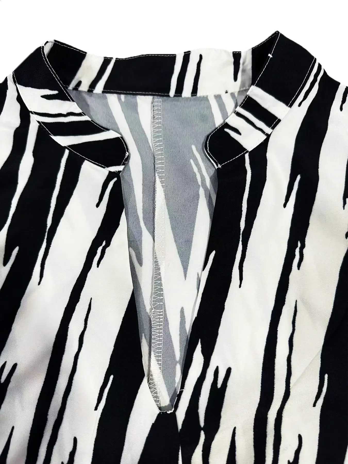 Plus Size 1XL5XL Womens Geometric Printed Knee Length Dress Split Short Sleeve Elegant Fashion Casual Long 250319