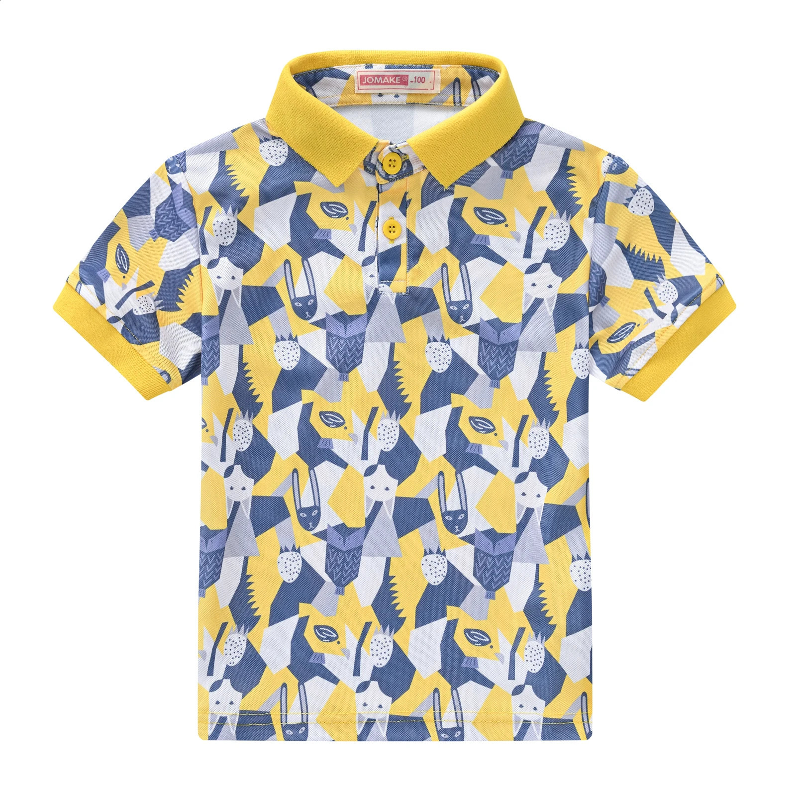 Printed lovely boys and girls breathable button blouse leisure classic n lapel micro-elastic POLO shirt 250319