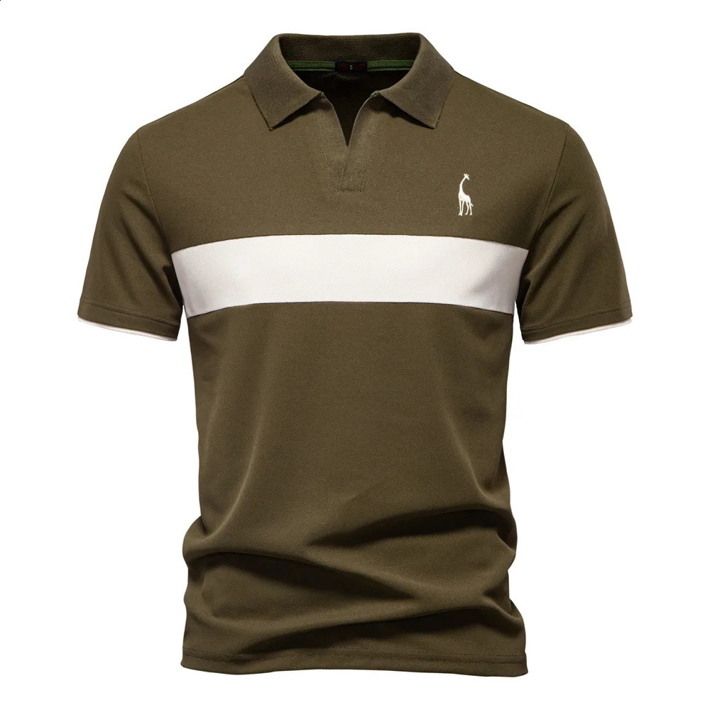 Summer Crossborder Explosive Deer y POLO Men Lapel Short Sleeve Tshirt Stitching Vneck Polo 250317