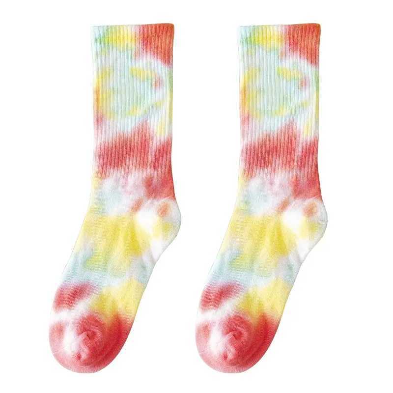 New tie dye couple socks hip-hop solid color mens and womens street trend socks comfortable and breathable X250319