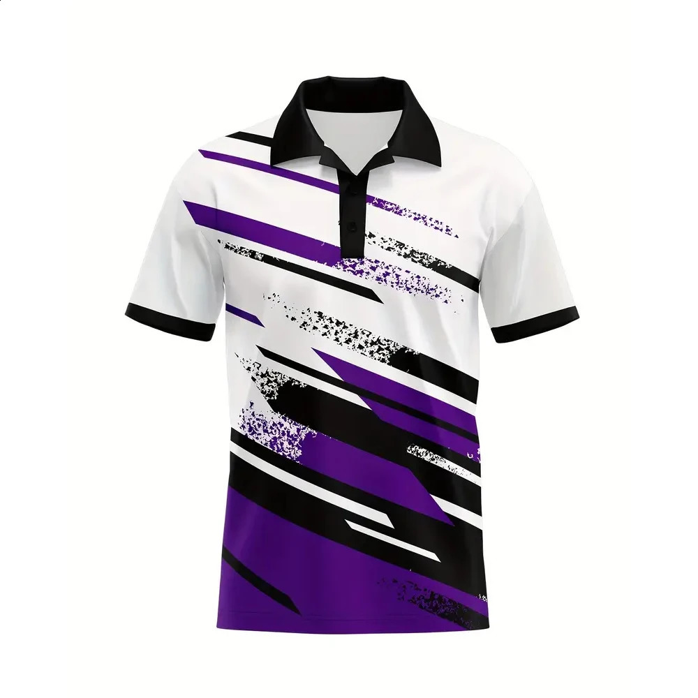 Mens Summer Fashion Polo Shirt Casual Geometric Stripe Pattern Short Sleeve Formal Cut Knitted H-Type Mens Wear 250317