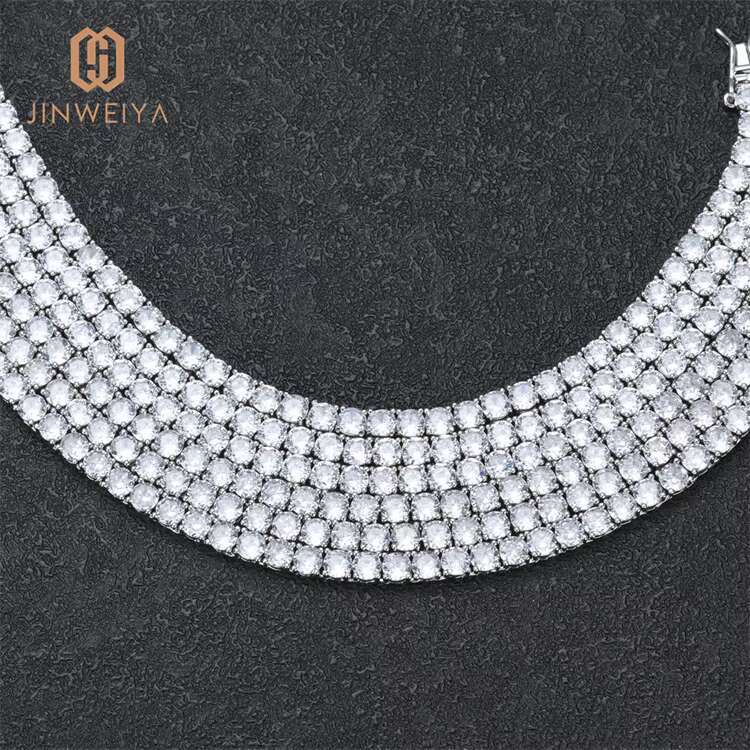 Iced brass hand inlaid zircon width adjustable length platinum electroplated men's and women's tennis chains
