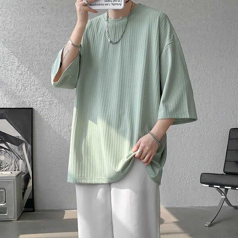 Mens summer T-shirt mens white cool T-shirt womens oversized 5XL Korean loose striped casual T-shirt mensT250318