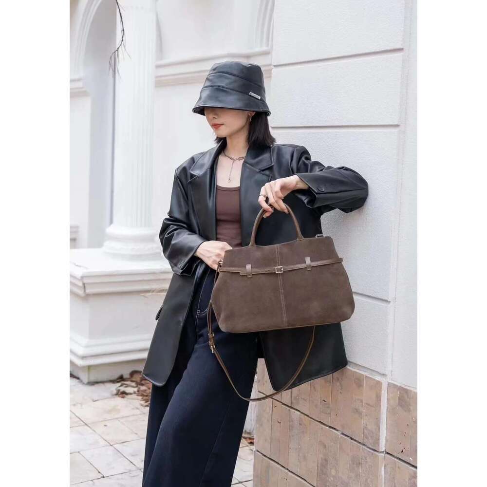 Suede Leather For Women Frosted Bag Retro New Autumn And Winter Casual Shoulder Handbag Commuter Tote