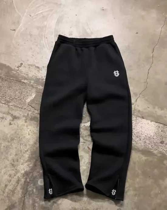 Harajuku casual crop pant embroidery pattern baggy pants leg zipper hiphop retro loose sweatpants women joggers y2k men clothing X250319