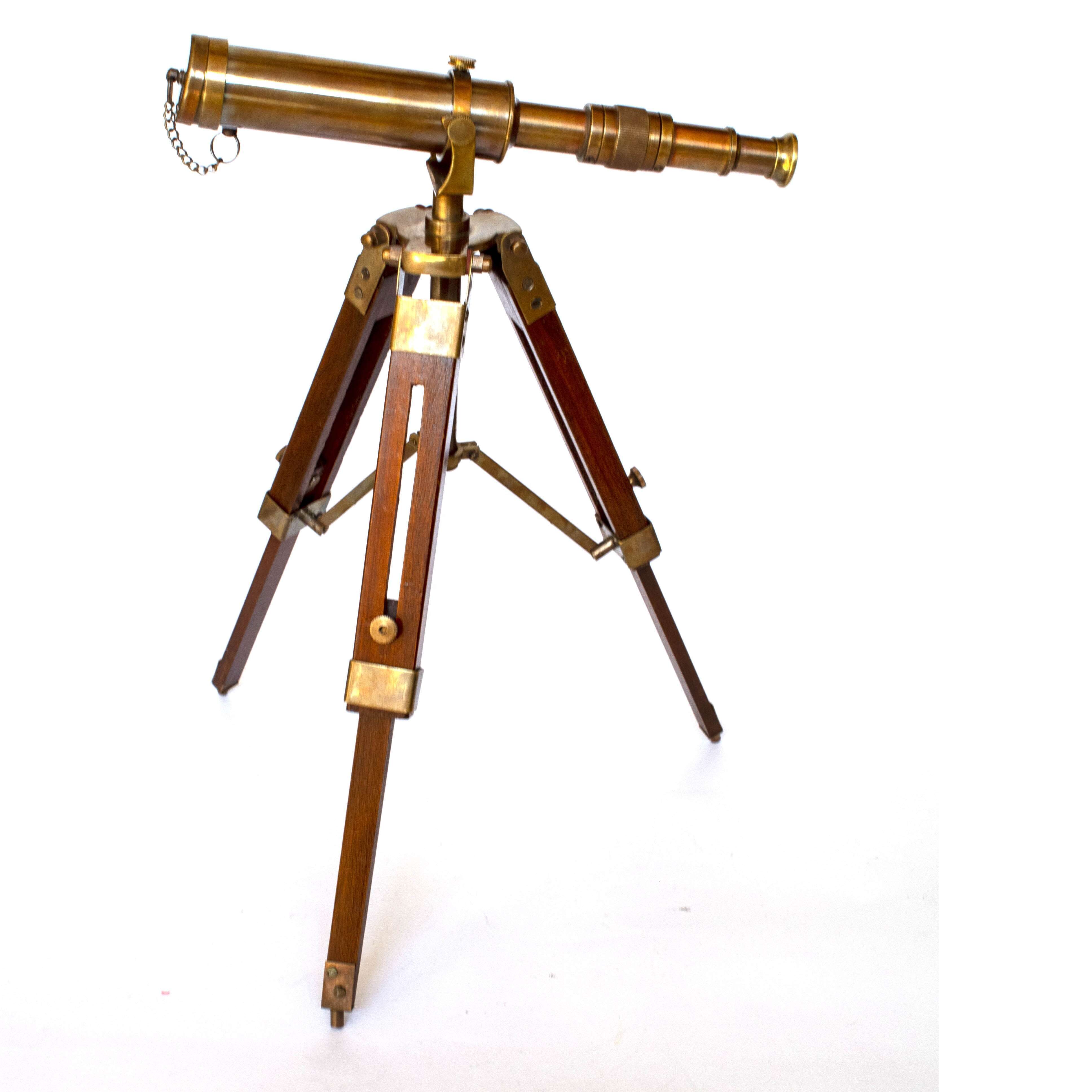 High Quality 9 Inch Antique Vintage Finish Brass SpyGlass Telescope with Wooden Tripod Stand for Mother's Day