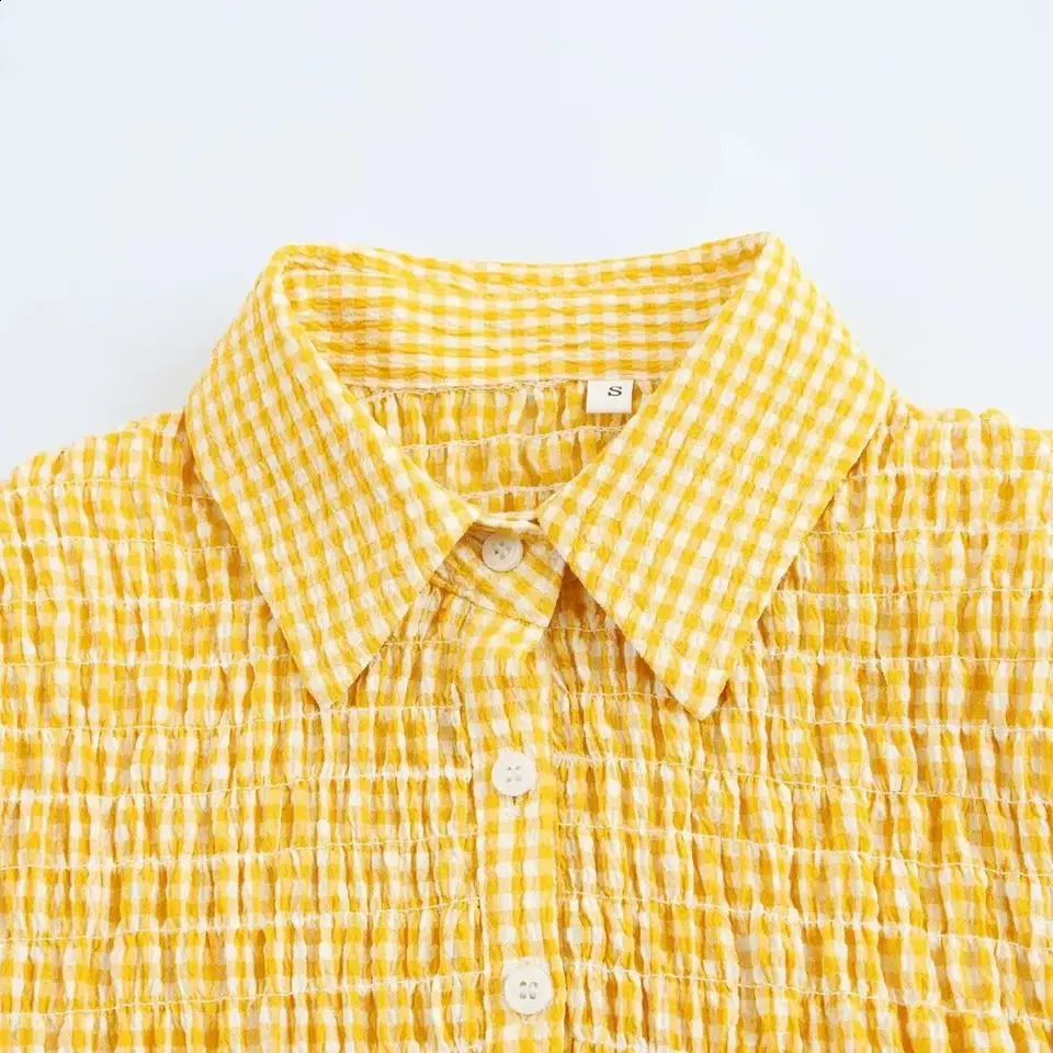 TRAFSHE Plaid Womens Spring Short sleeved Button Mini Dress Clothing Party 61327 250319