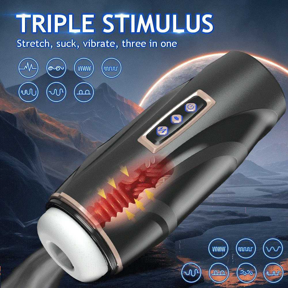Fully automatic retractable airplane cup male masturbation cup reality pocket vaginal and penile stimulation adult sex toysXJ250319