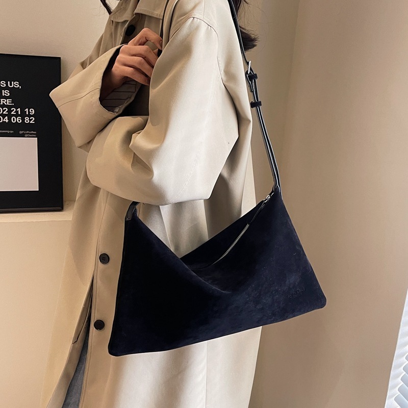 Lazy Style Frosted Suede New Autumn And Winter Single Shoulder Underarm Minimalist Tote Bag, Large Capacity Commuting Bag Fashion Shoulder Bags