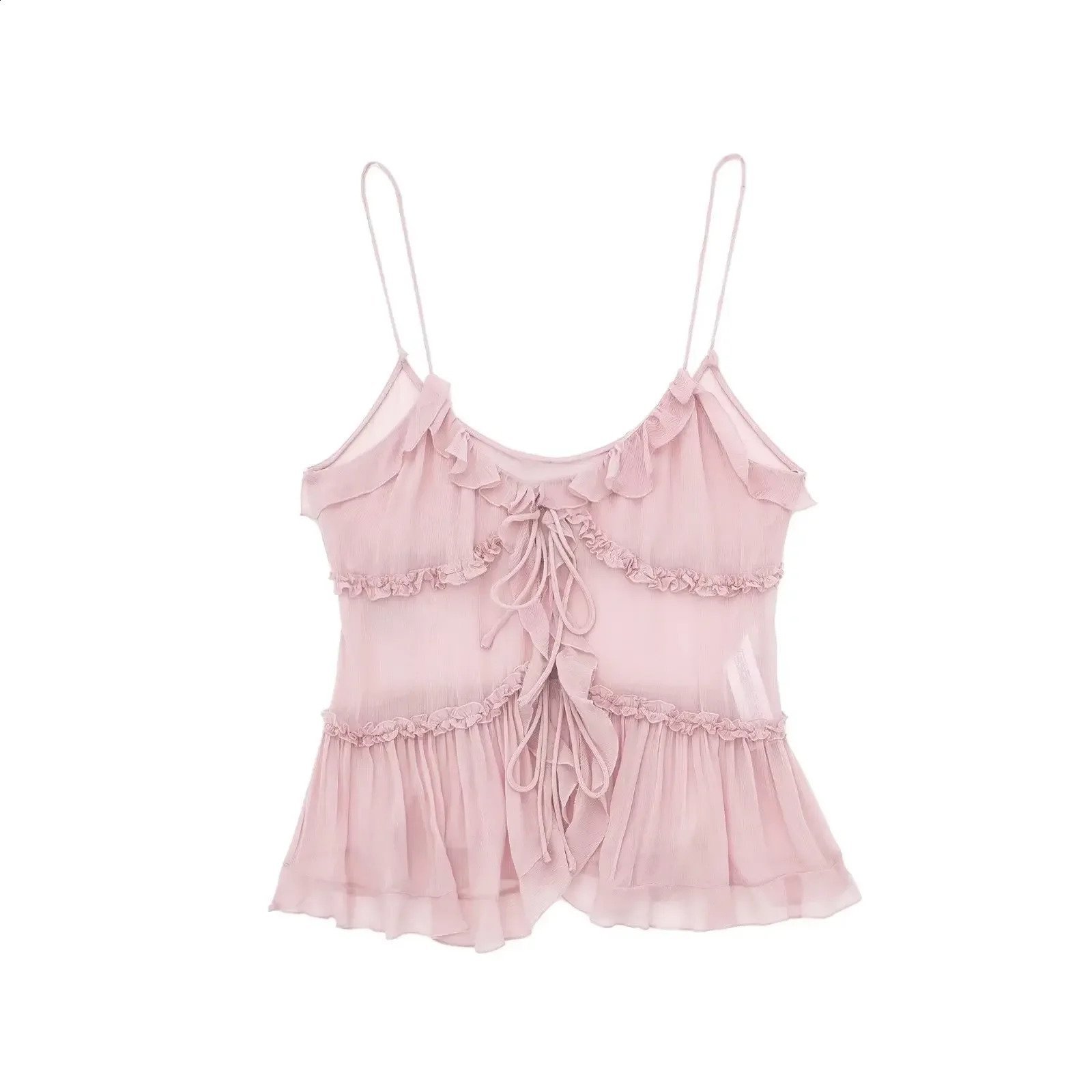 Cross border European and American Womens Wear Translucent Layered Decorative Vest 8750 250314